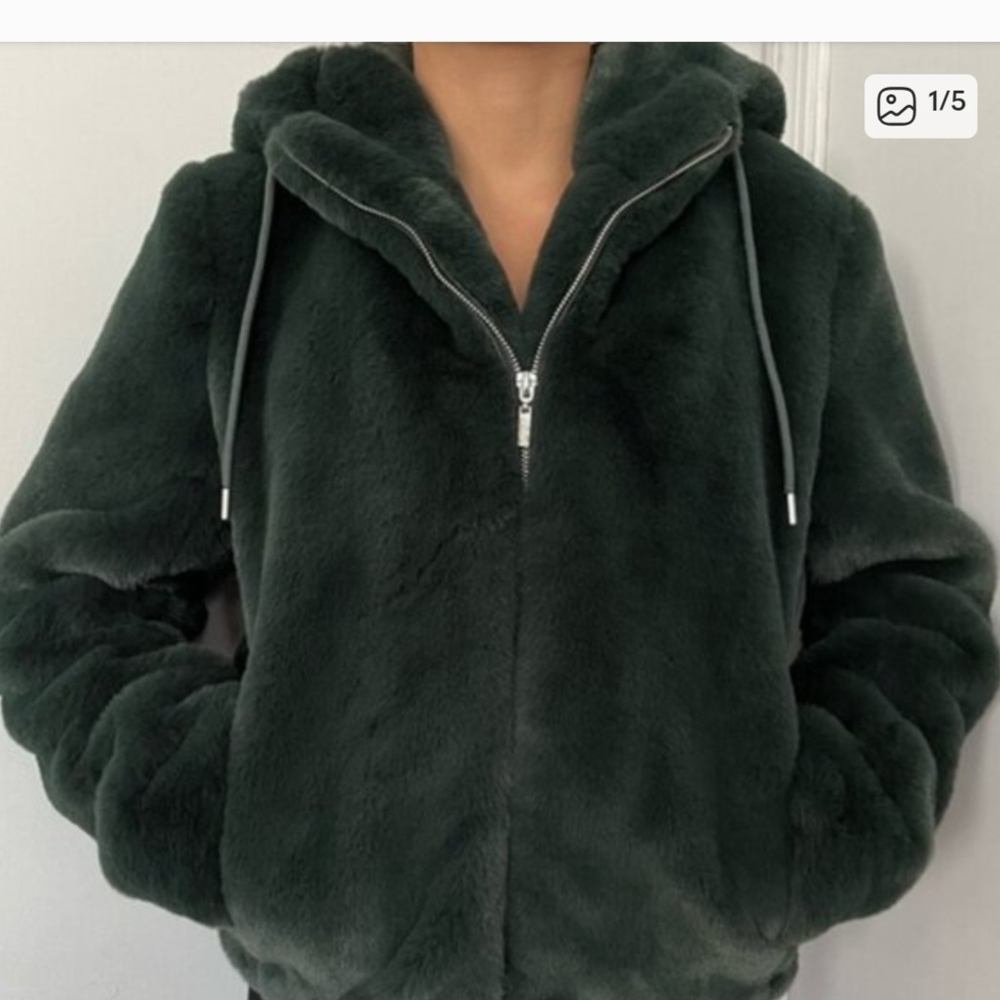 Rachel Zoe Dark Green Teddy Jacket